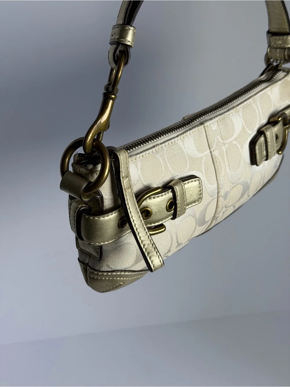 Coach Y2K Pale Signature Canvas/Gold Trim Demi Shoulder Bag